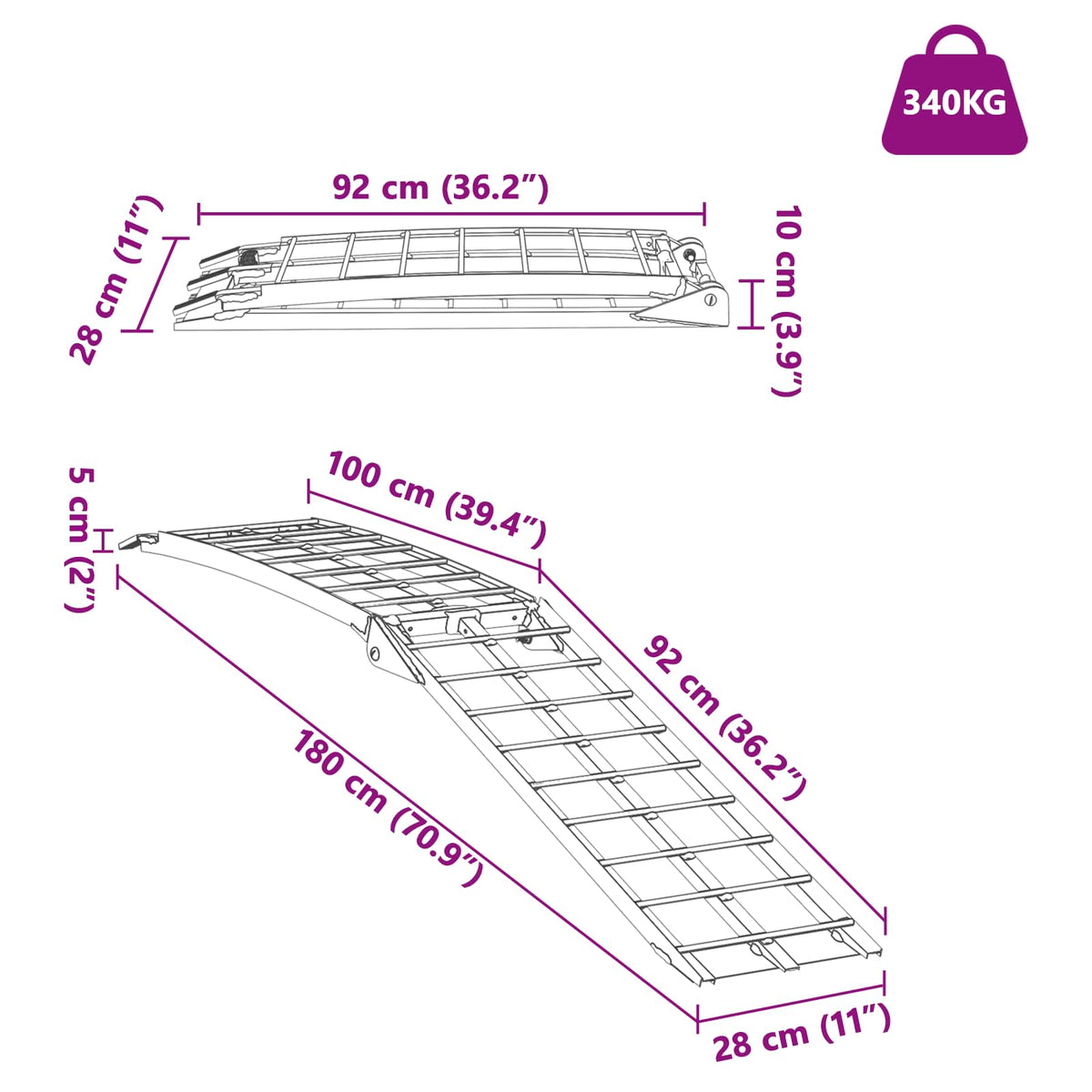 Motorcykel Ramp Silver 340 Kg Per Styck Aluminium