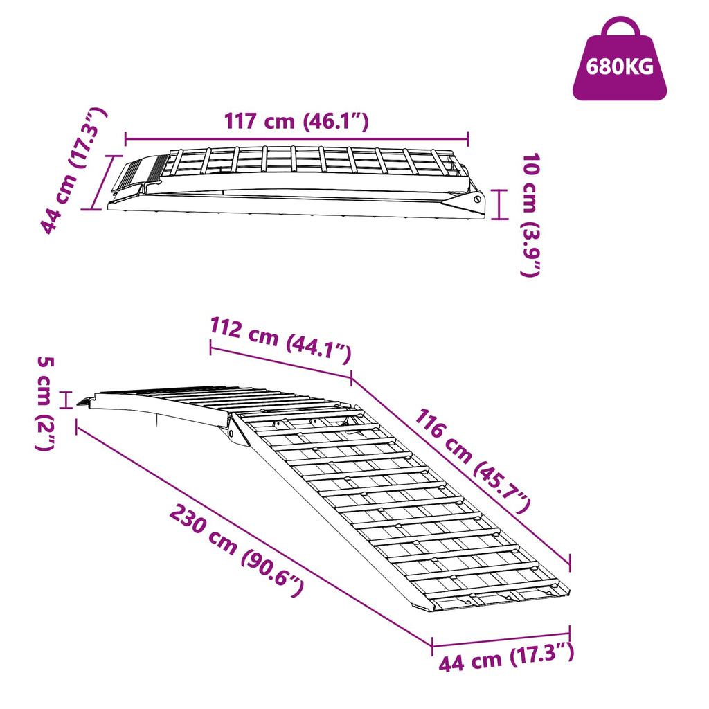 Motorcykel Ramp 680 Kg Silver 680 Kg Aluminium