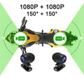 Dubbel 1080p-kamera för motorcykel med wifi och GPS, 64 GB, svart