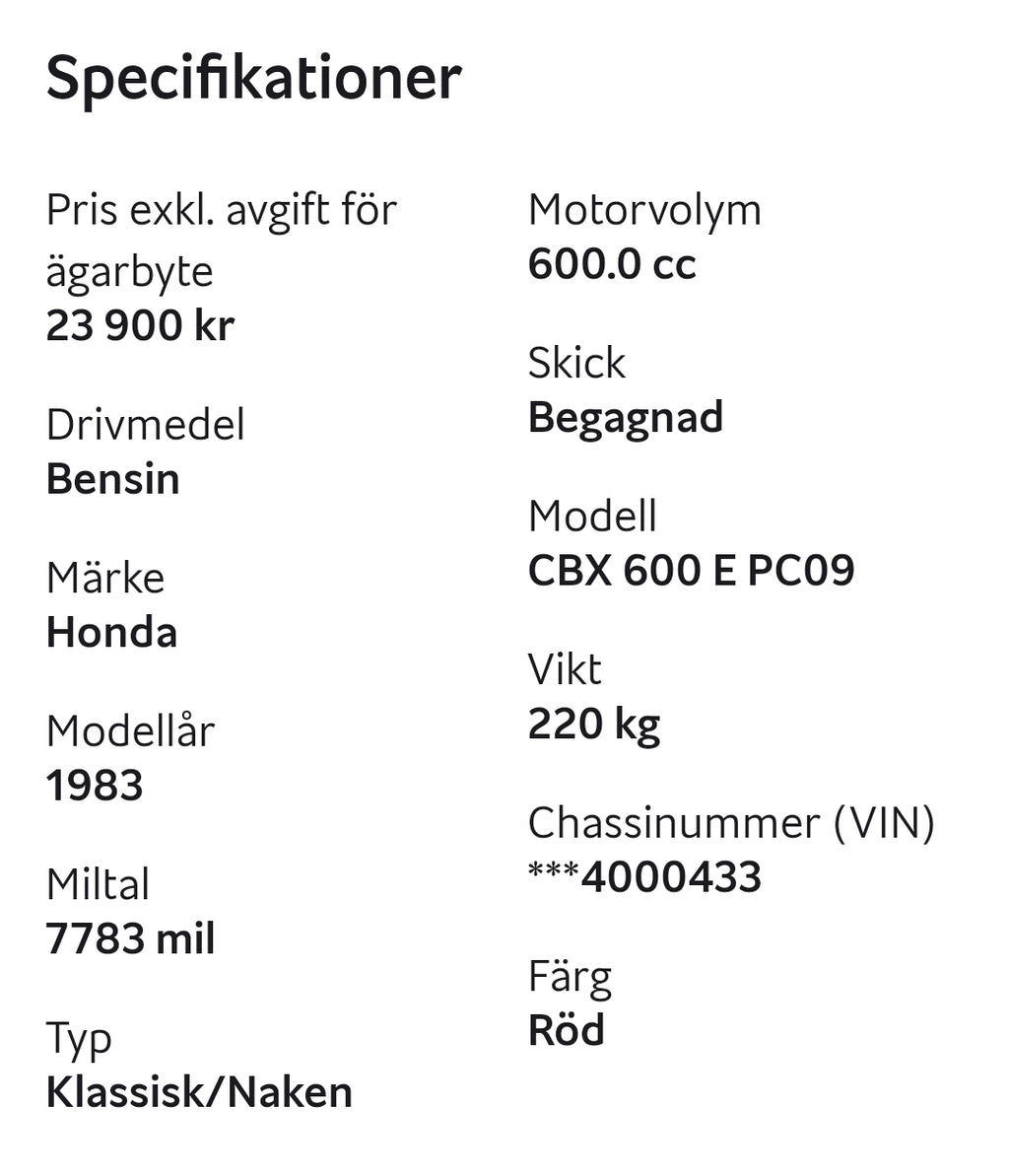 Honda CBX 600 E 1983